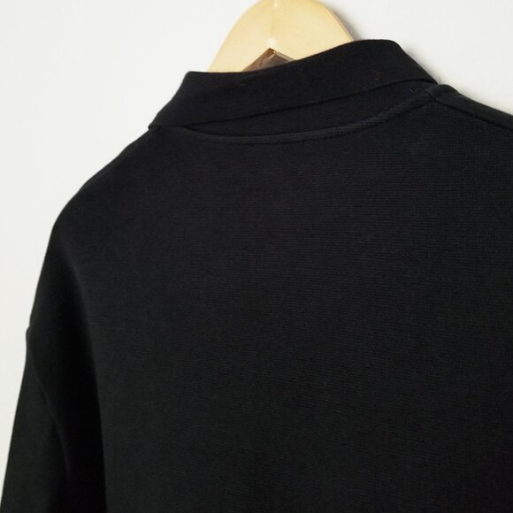 COS Jersey Rugby Shirt Top XS Black Collar V Neck Wide Long Sleeves Minimalist - Picture 12 of 16
